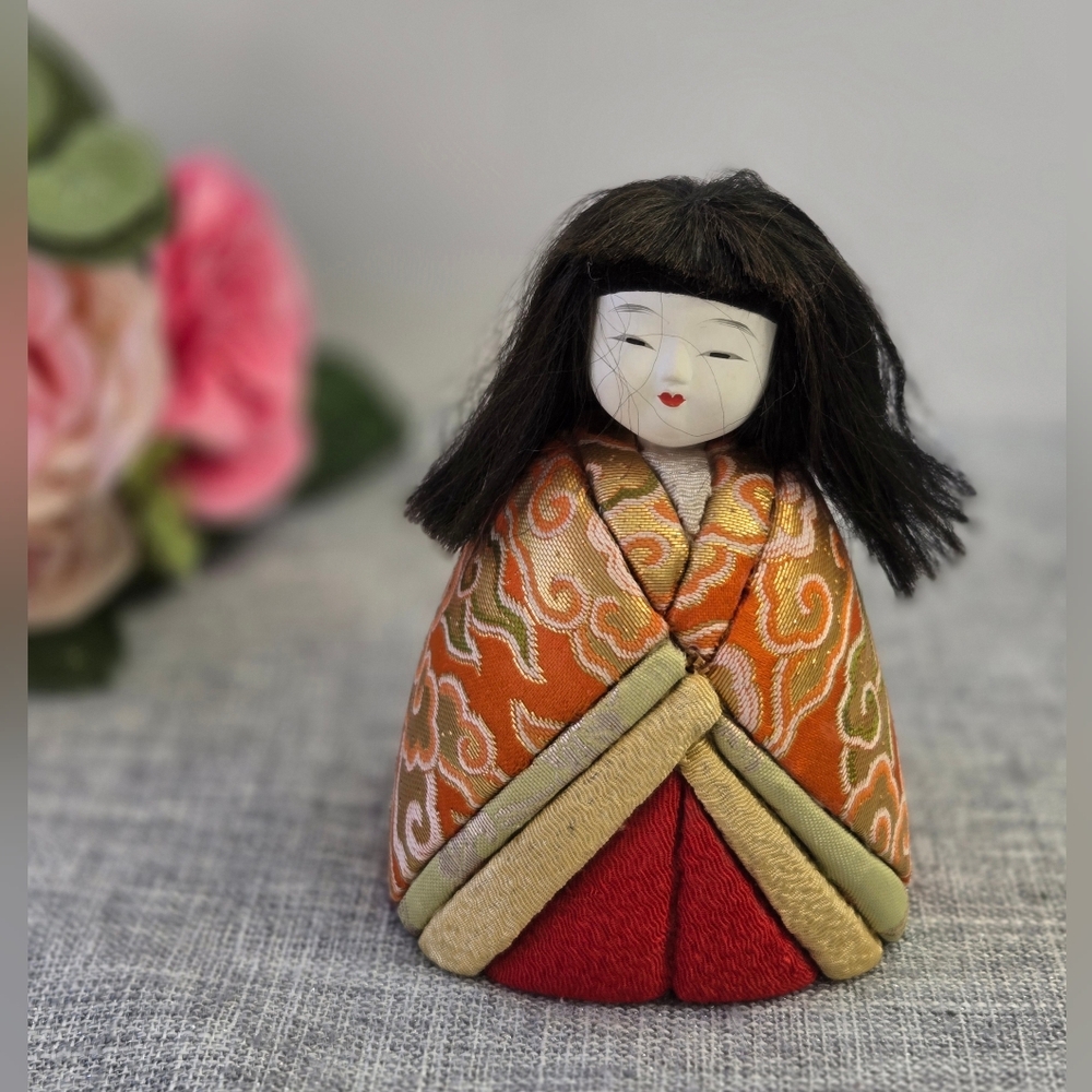 Vintage Japanese Kimekomi Mini Girl Doll Traditional Folk Craft Japan 5" Tall